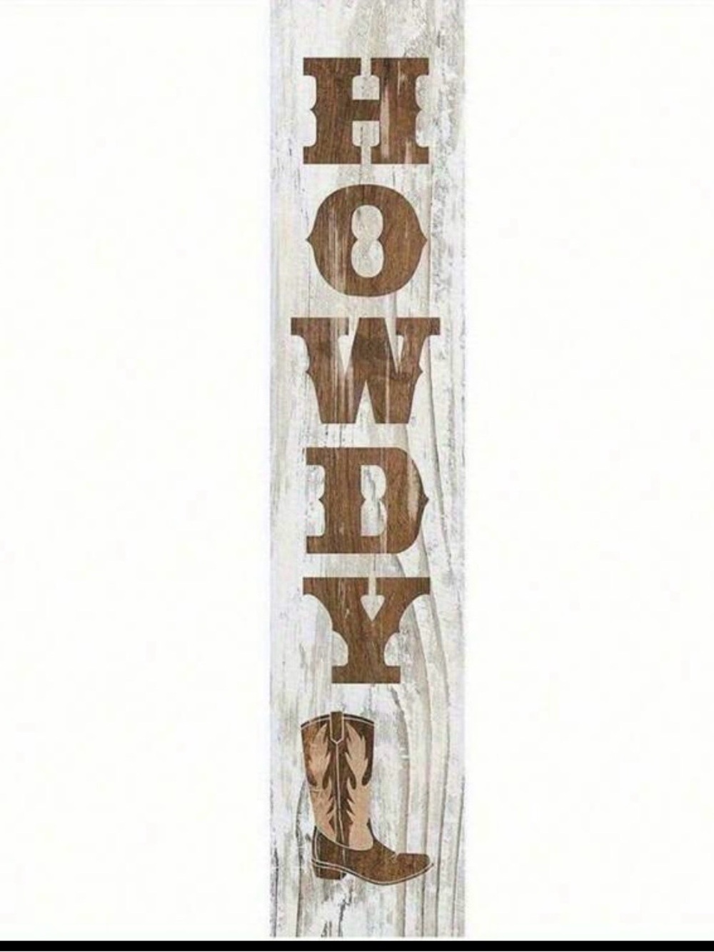 Rustic 'Howdy' Vertical Wall Sign in Brown and White